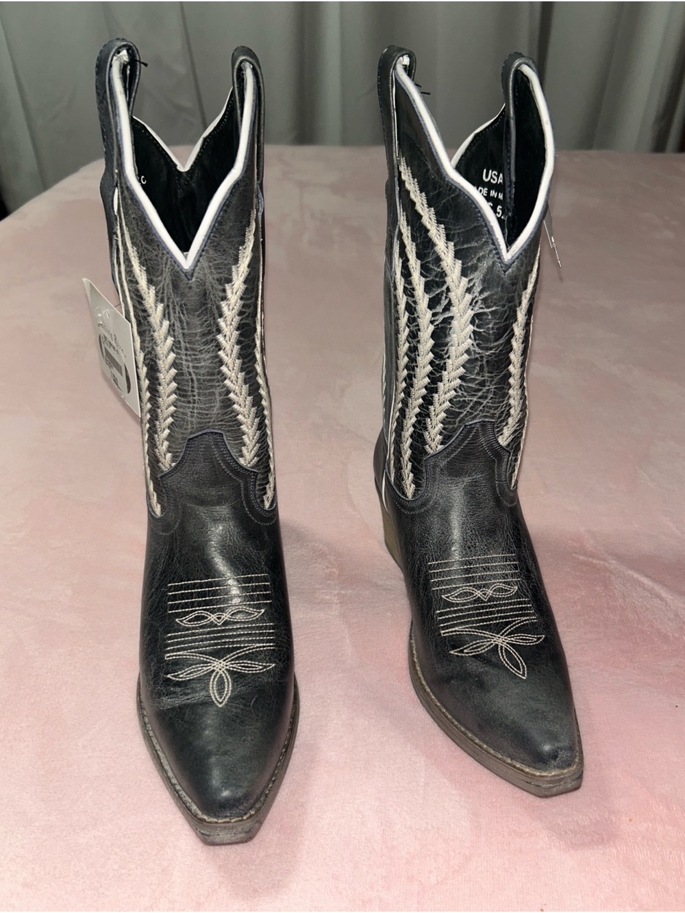 Sterling River Gray Leather Western Cowboy Boots